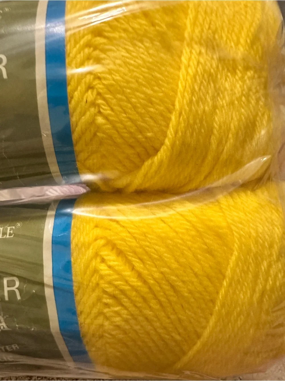Rochelle Polyester Polyanna Yarn Vintage 2 Skeins Same Dye Lot - Yellow
